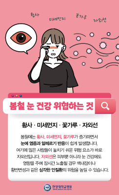 황사, 미세먼지, 꽃가루 눈이 가렵고 시리다면? 봄철 눈 건강 꿀팁!